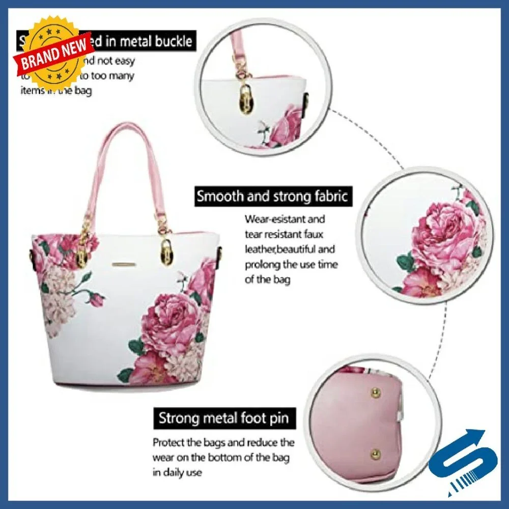 6-Piece Kids Faux Leather Purse Set with Tote Shoulder Bag Clutch - Picture 6 of 8